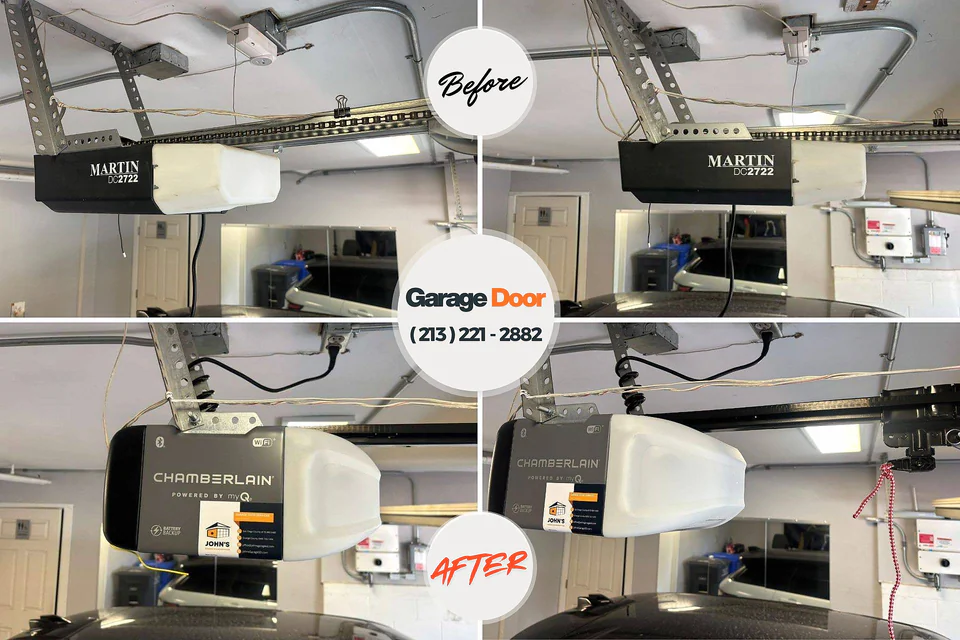 Before and after: garage door opener repair Lyles, TN